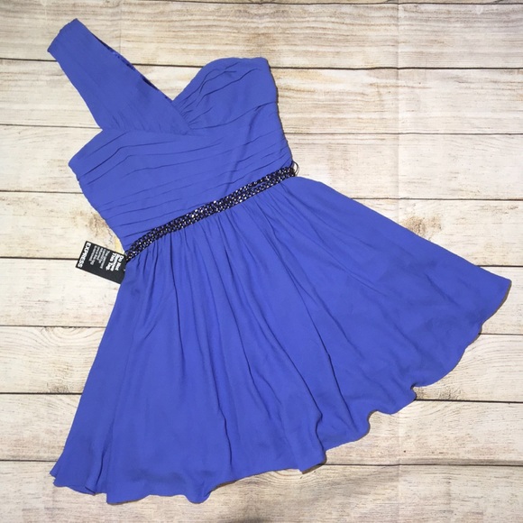 EXPRESS Blue One-Shoulder Mini Dress 6 NWT - Picture 2 of 6